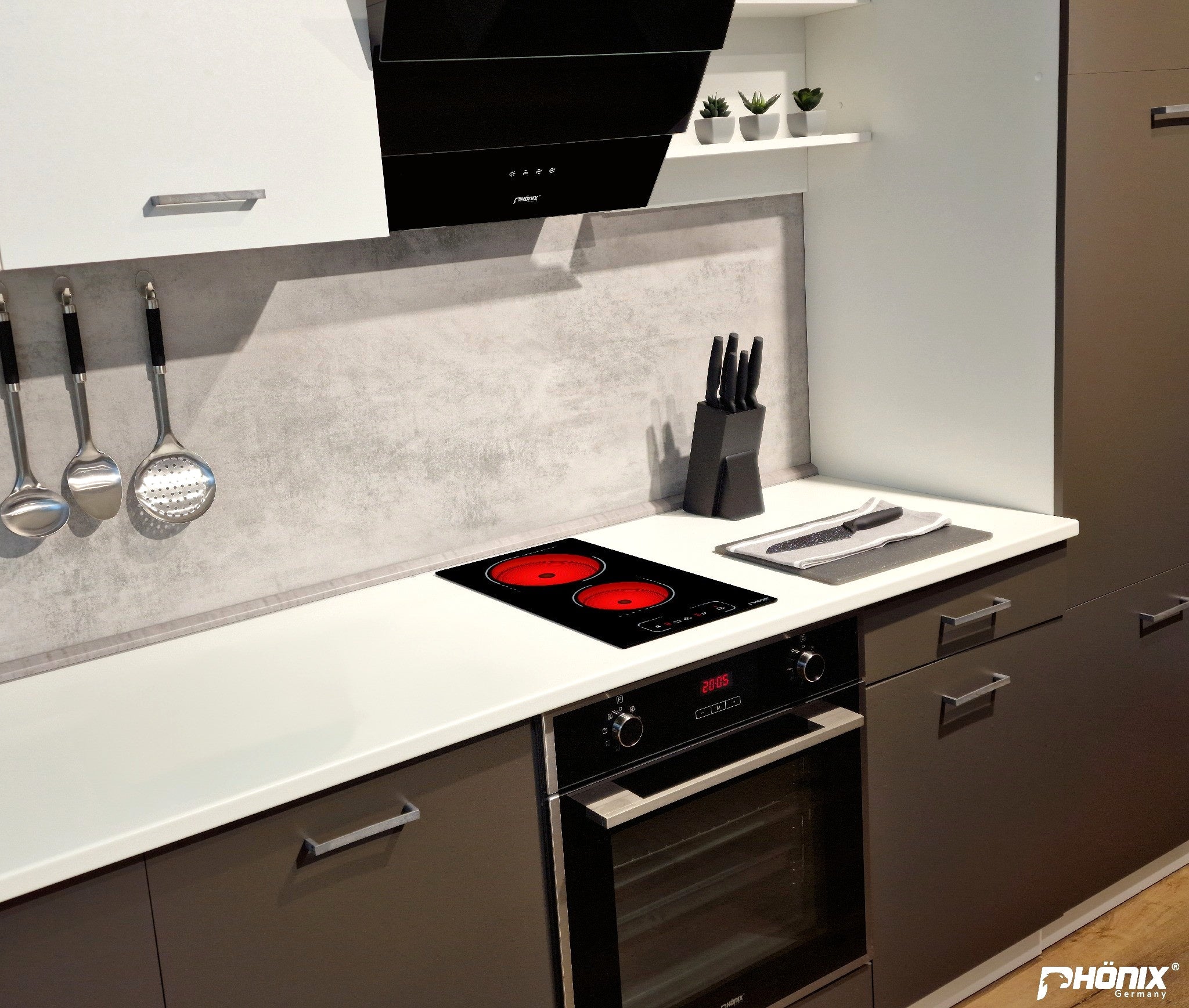 Phönix PC-302T Glaskeramikkochfeld 2 Zonen Glaskeramik Einbauherd, 9 Stufen, Timer