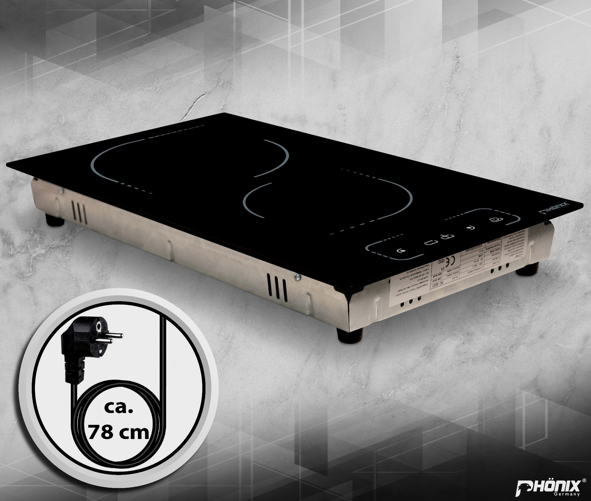 Phönix PC-302T Glaskeramikkochfeld 2 Zonen Glaskeramik Einbauherd, 9 Stufen, Timer