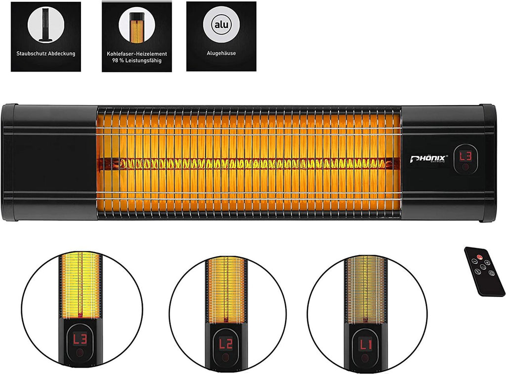 Phönix PCH-2000W Carbon-Infrarot-Heizstrahler zur Wandmontage