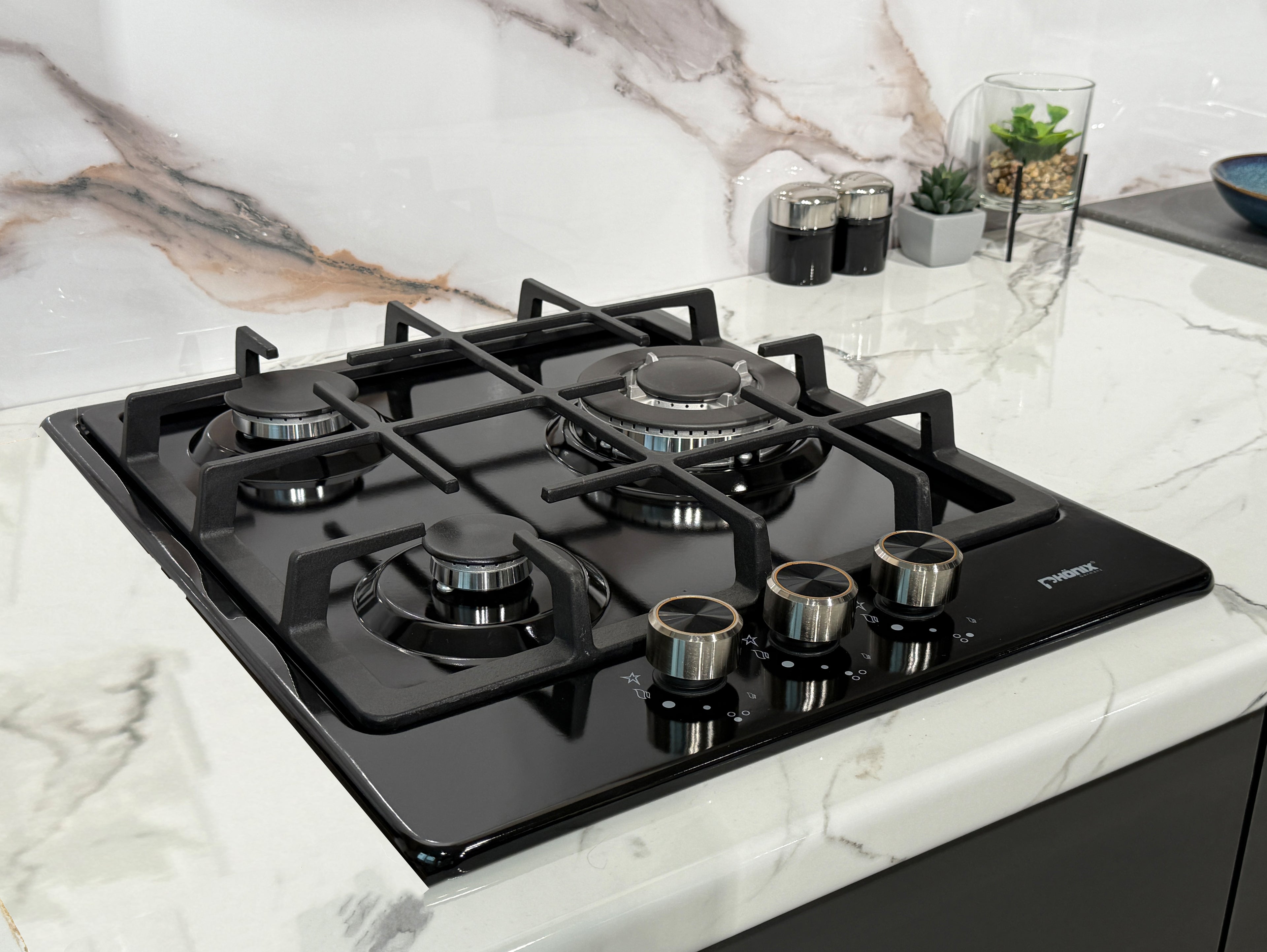 Phönix PE-450T Gaskochfeld 3 flammig Gaskocher emailliert Propan /H-Gas