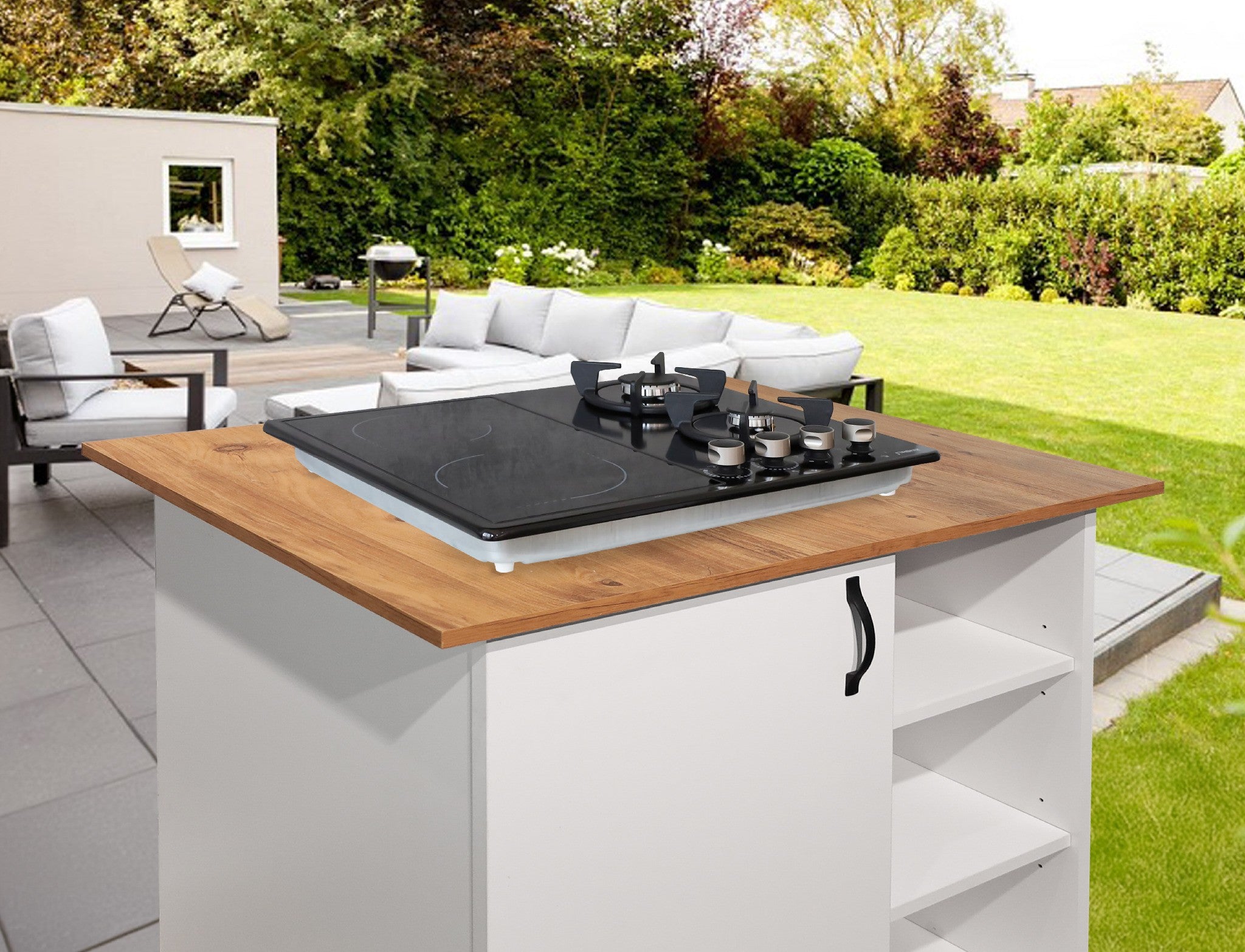 Phönix PE-603ET kombi Gaskochfeld 4 flammig Glaskeramik emailliert +