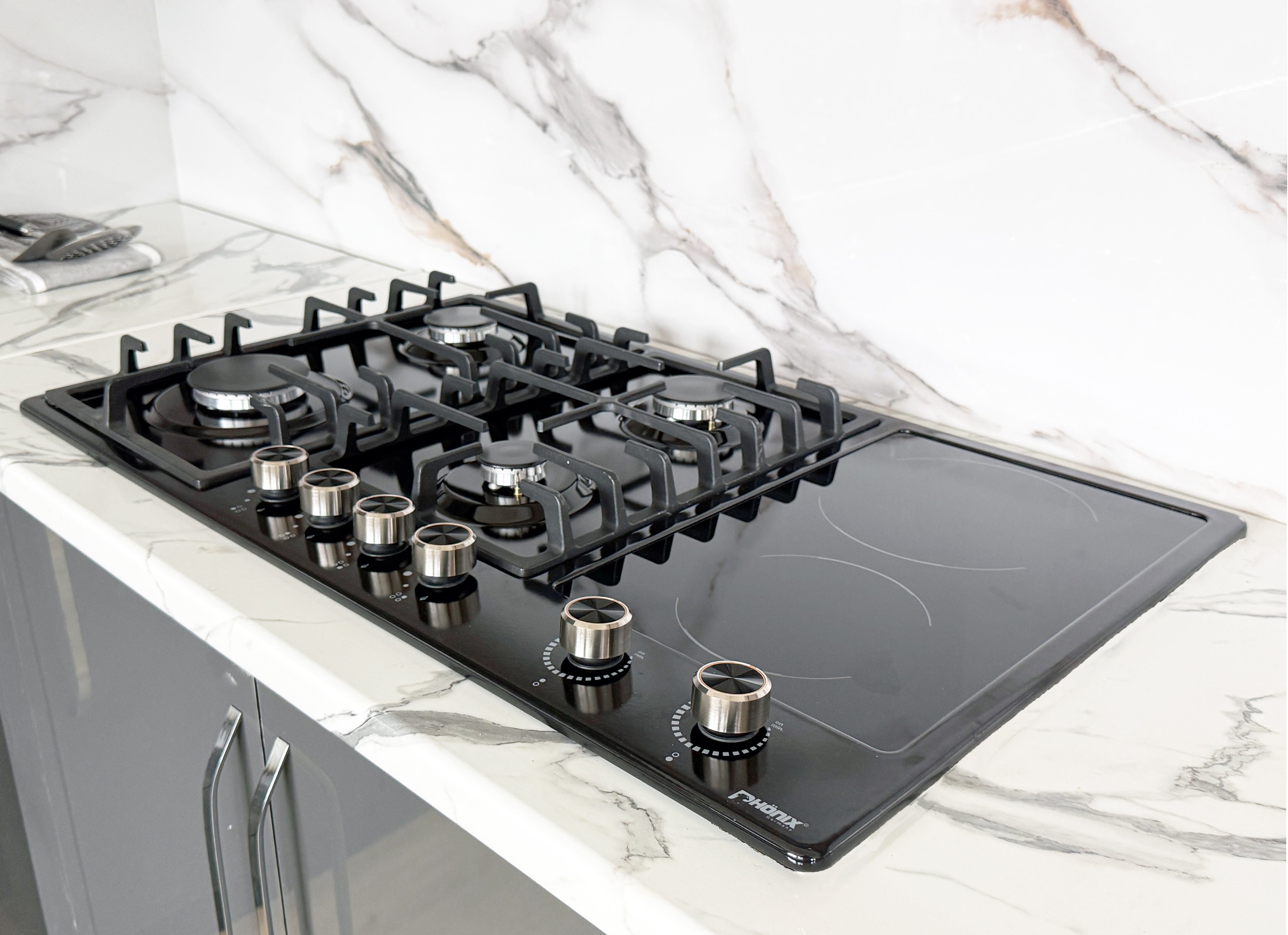 Phönix PE-906ET kombi-Gaskochfeld 6 Kochplatte emailliert inkl. 2 keramik kochzone