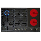 Phoenix PE-906ET combination gas hob, 6 enamel hobs including 2 ceramic cooking zones