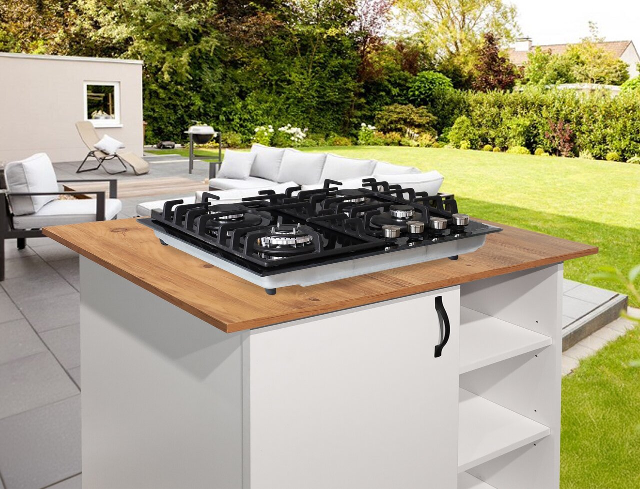 Phönix PG-603T Gaskochfeld 4 flammig Glas Einbauherd Propan /H-Gas