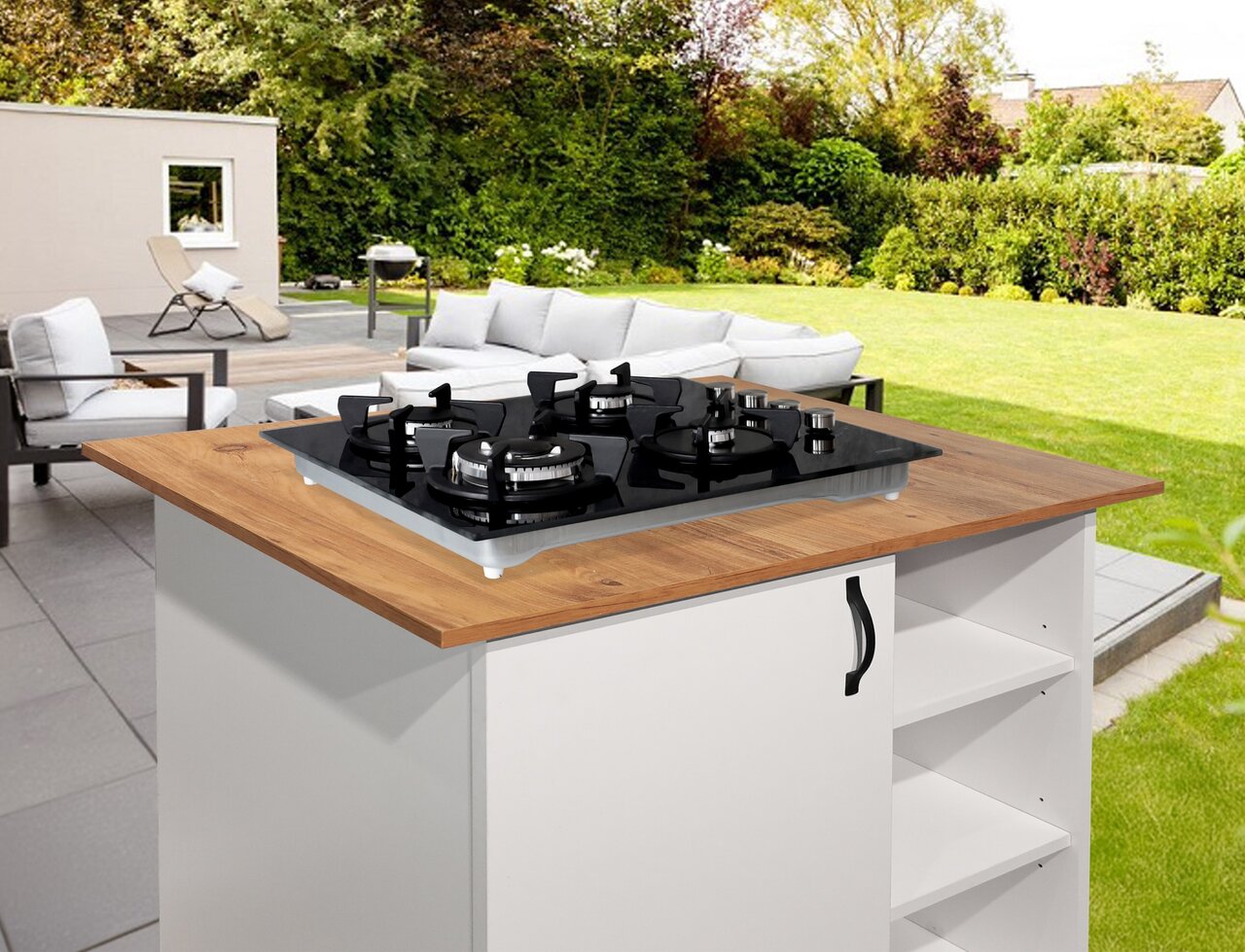 Phönix PG-604ST Einbau Gaskochfeld 4 flammig Glas Gaskocher + Zubehör