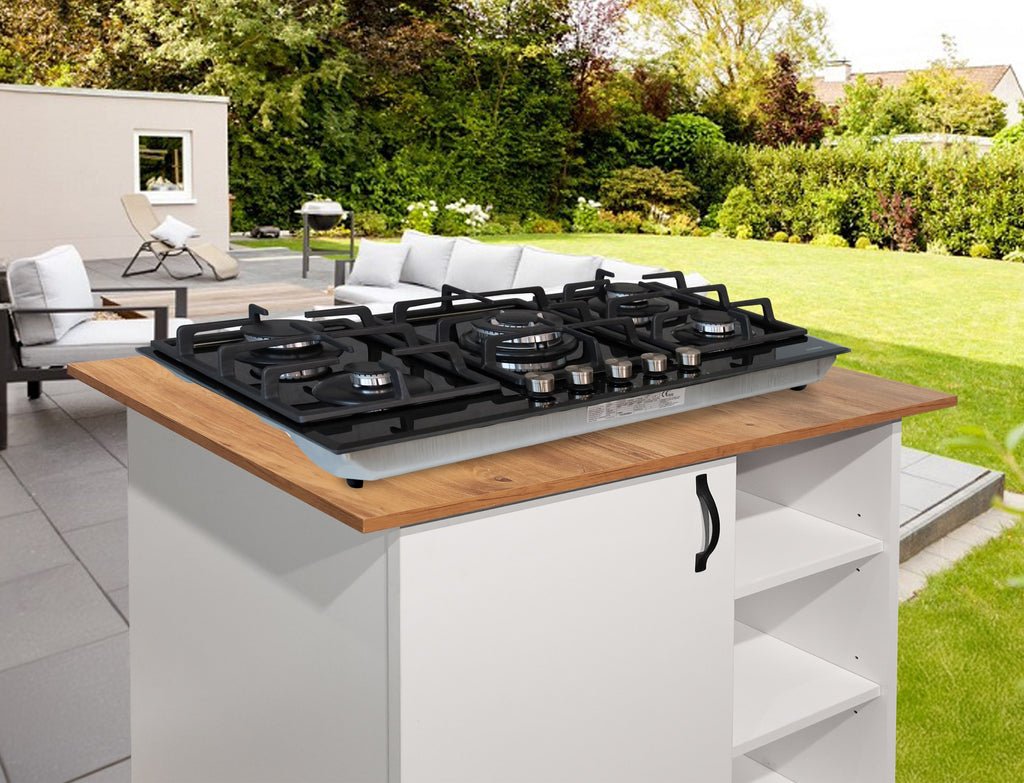 Phönix PG-901T Gaskochfeld 5 flammig Glas Einbauherd LPG/Erdgas