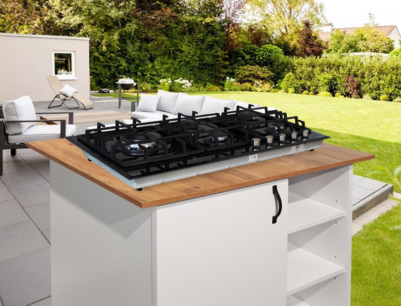 Phönix PG-905L Gaskochfeld Gaskocher 5 flammig 90cm Propan /H-Gas +Set