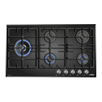 Phönix PG-905L 5-flammiges Glas-Gaskochfeld 90 cm mit Wokbrenner