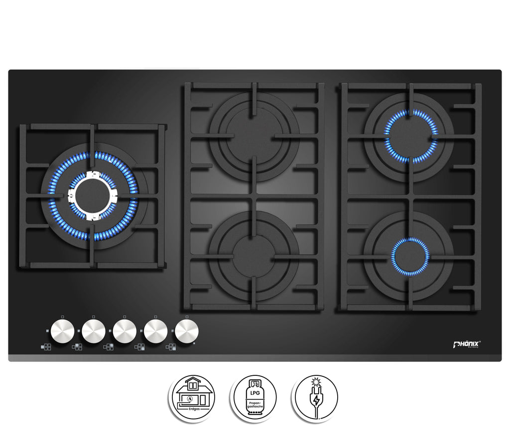 Phönix PG-905SW2L Gaskochfeld Gaskocher 5 flammig Propan / Erdgas