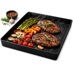 Grillplatte 25 × 22 cm antihaft – Alu-Grillaufsatz für Gaskocher & Gasgrill