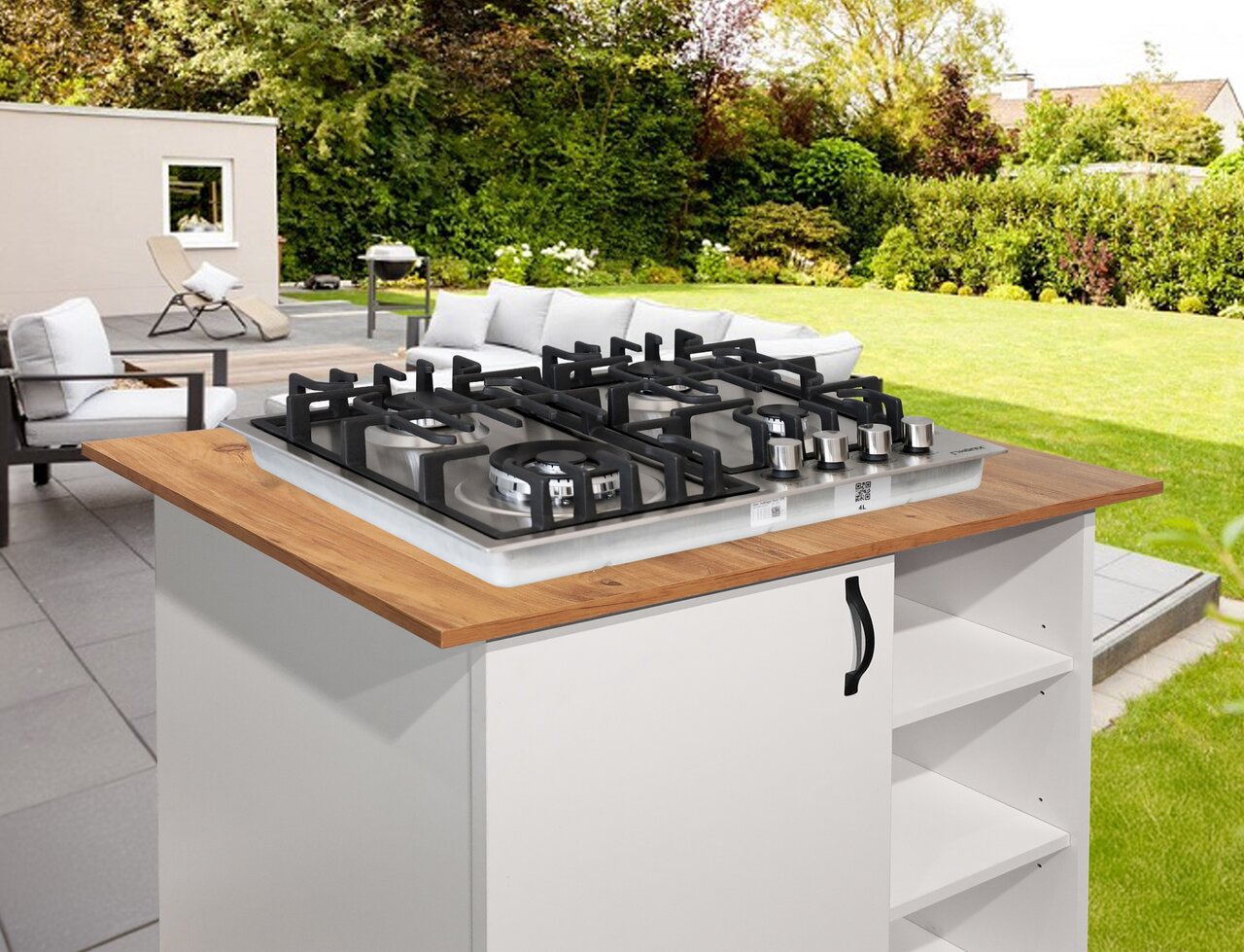 Phönix PS-604L Gaskochfeld 4 flammig Edelstahl Gaskocher Einbauherd