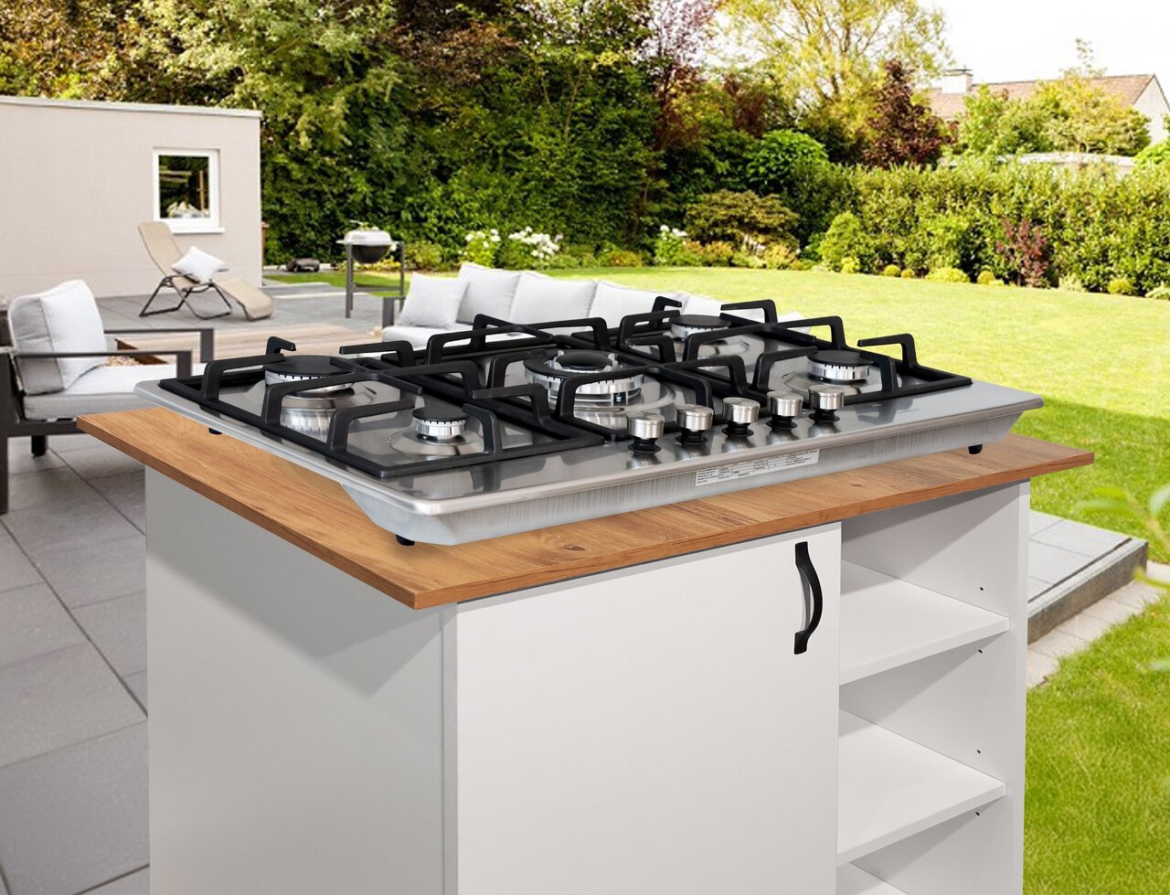 Phönix PS-901T Gaskochfeld Gaskocher 5 flammen Edelstahl Propan /H-Gas