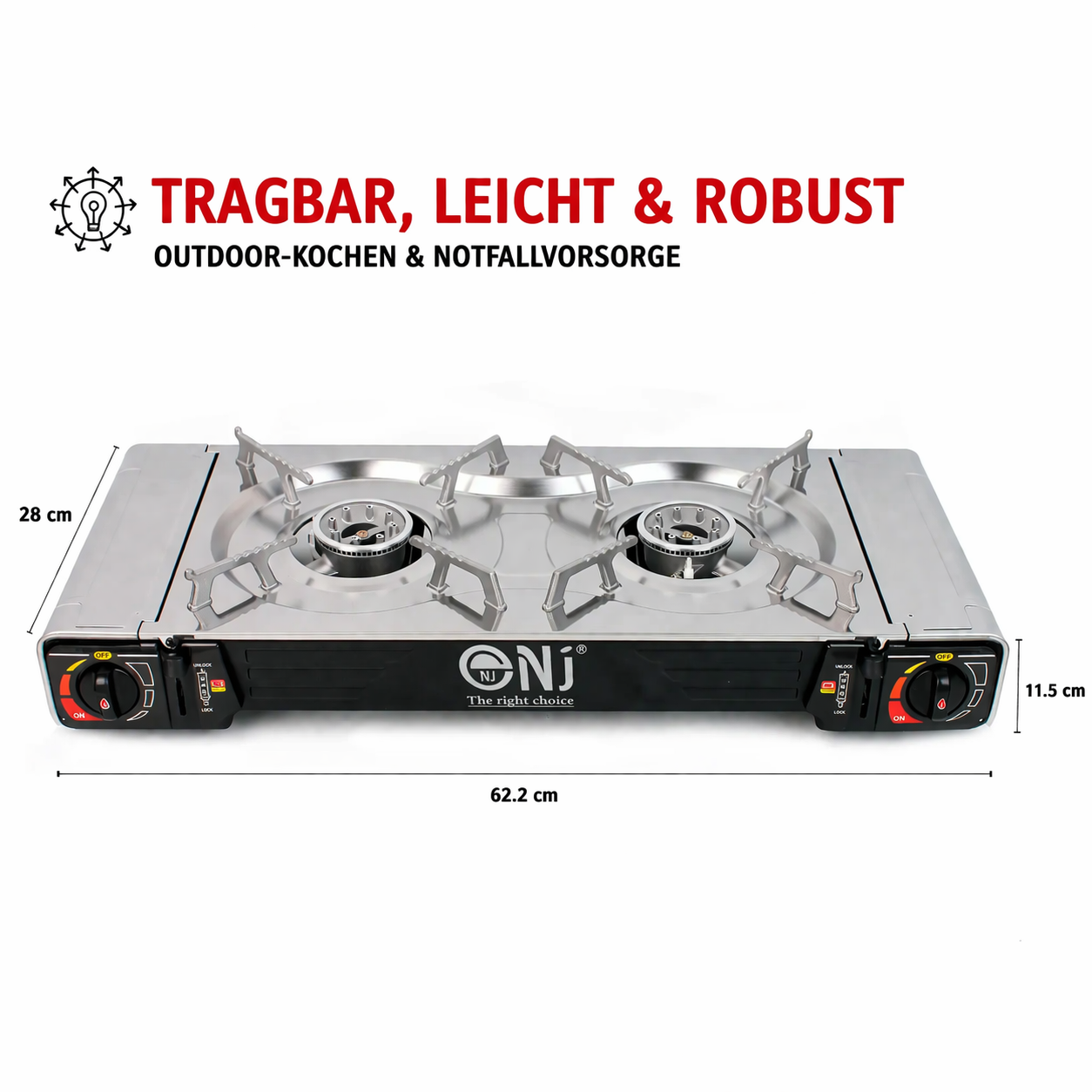 SG-2 Camping Gaskocher 2 flammig 4,6 KW Doppel Campingkocher