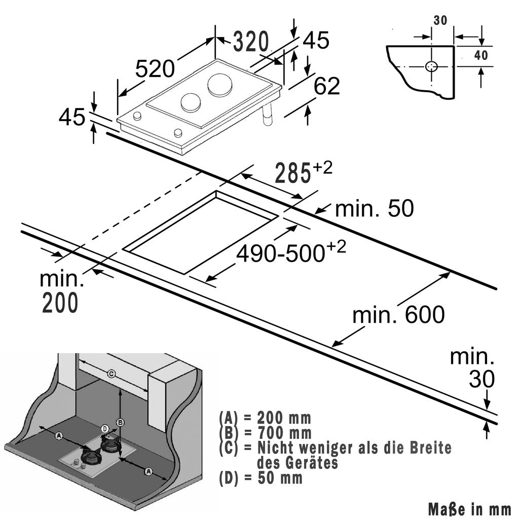 Phönix Domino-WGL Wohnmobil Gaskochfeld Gaskocher 2 flammig Bootkocher