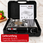Rsonic Keramik Camping Gaskocher Campingkocher, Piezo, Windschutz inkl. Koffer