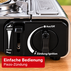Rsonic Keramik Camping Gaskocher Campingkocher, Piezo, Windschutz inkl. Koffer