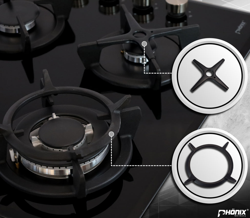 Phönix Domino-DG Gaskochfeld Glas Gaskocher 2 flammig, Propan /H-Gas