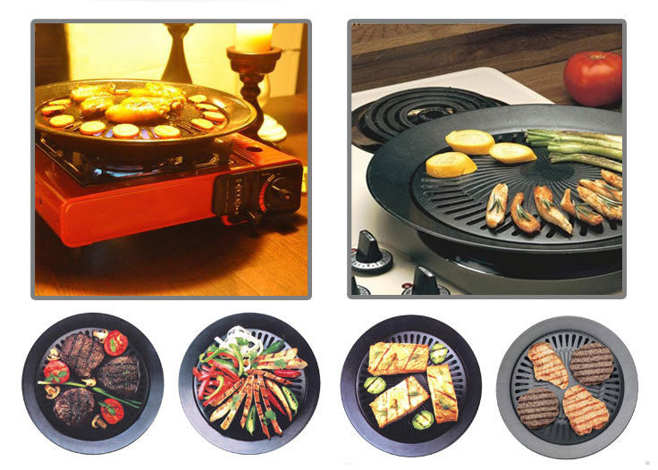 Grillaufsatz 32cm Grillplatte 2 teilig für Camping Gaskocher + Gasherdkreuz