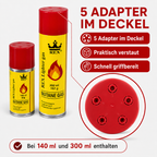 Feuerzeuggas Nachfüllgas Butan 140ml / 300ml Universalgas inkl. 5 Adapter