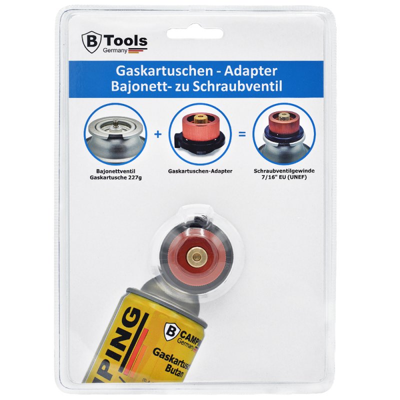 Gaskartuschen-Adapter Bajonett- zu Schraubventil