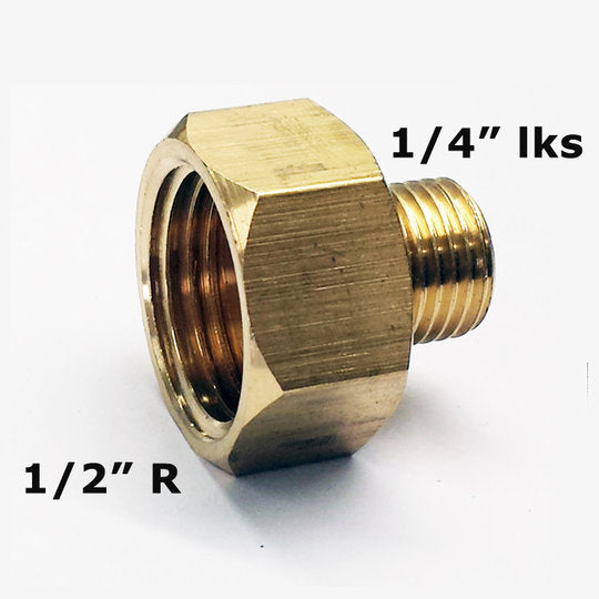 Übergang 1/2" R auf 1/4" links – LPG Gasadapter aus Messing