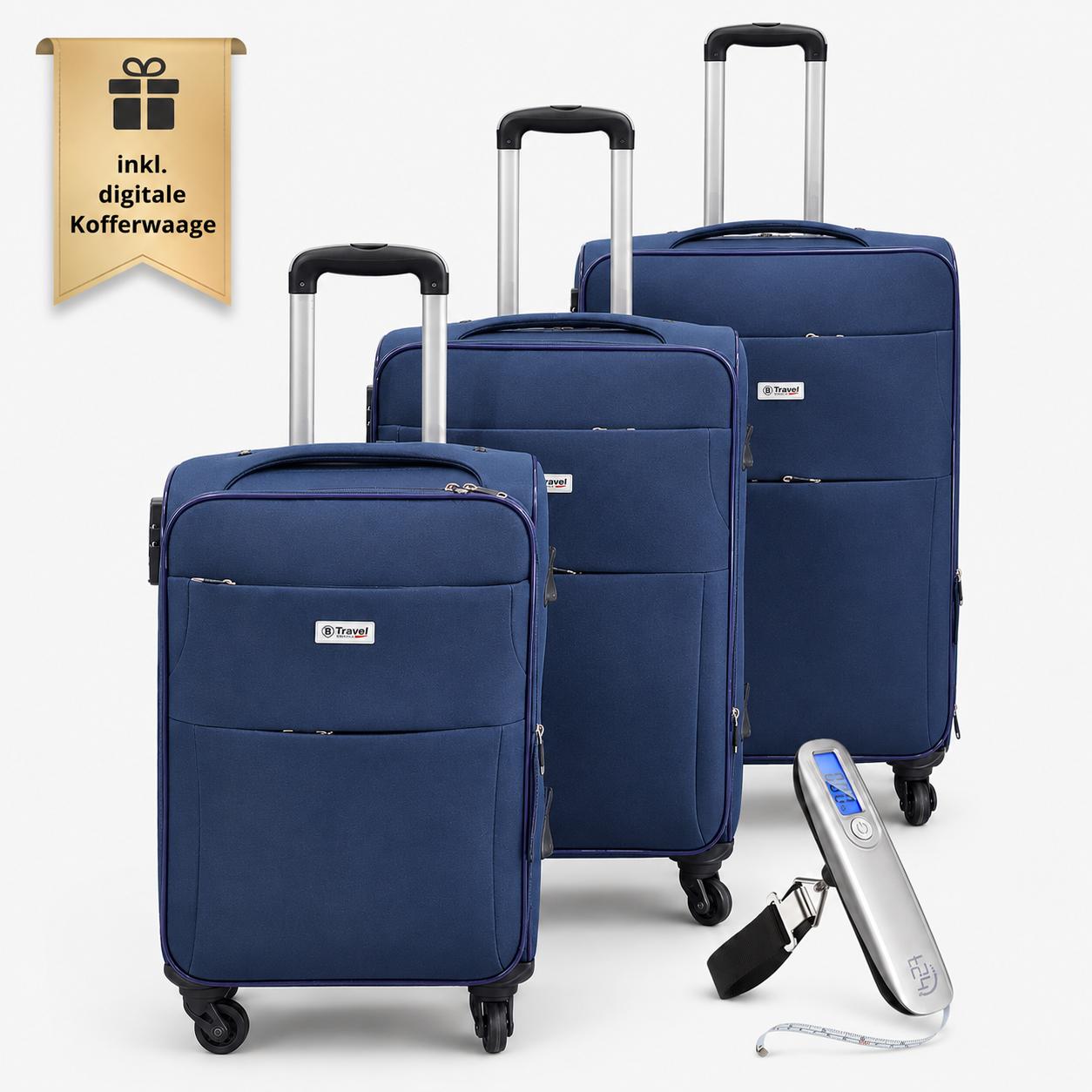 Trolley Set Reisekoffer 3-teilig - 360° Rollen Kofferset Stoffkoffer