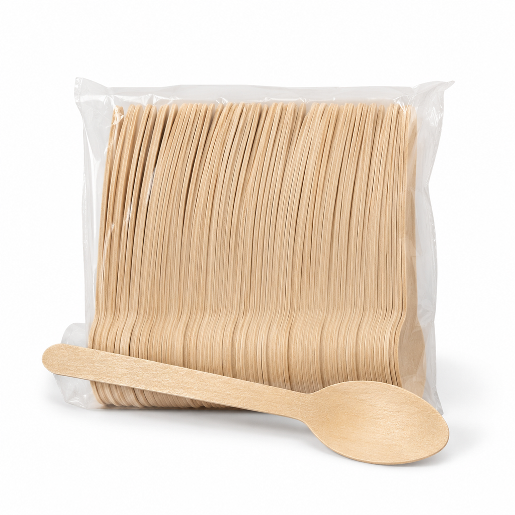 Holzlöffel 100 Stück – Einweg-Löffel aus Birkenholz 16 cm