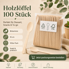 Holzlöffel 100 Stück – Einweg-Löffel aus Birkenholz 16 cm