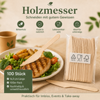 Holzmesser aus Birkenholz 100er Pack für Catering Imbiss Events und Take-away