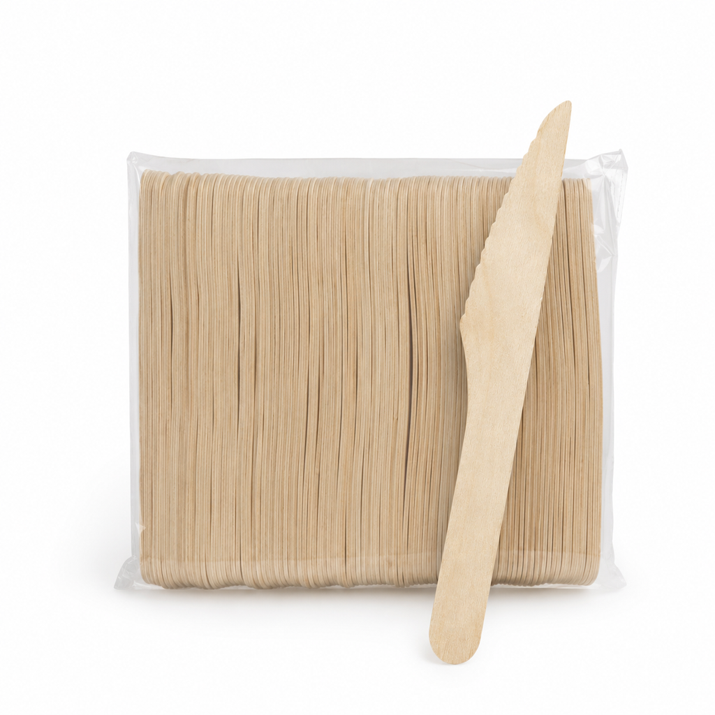 Holzmesser 100 Stück – Einweg-Messer aus Birkenholz 16,5 cm