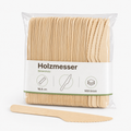Holzmesser 100 Stück aus Birkenholz in transparenter Verpackung