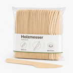 Holzmesser 100 Stück aus Birkenholz in transparenter Verpackung