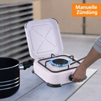 NJ-01 Propan Gaskocher 1 flammig Campingkocher 2,2 KW mit Deckel