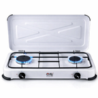 NJ-02 Propan Gaskocher 2 flammig für Camping 3,4 KW mit Deckel