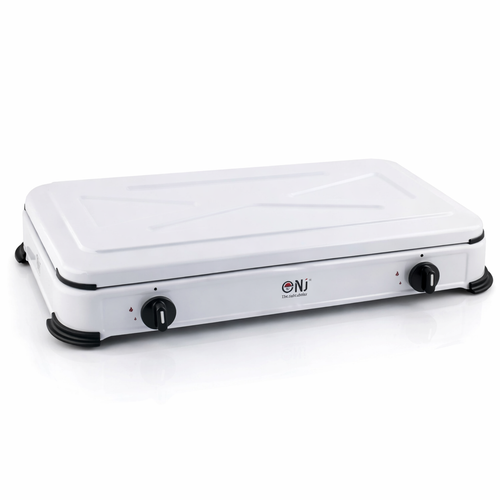 NJ-02 Propan Gaskocher 2 flammig für Camping 3,4 KW mit Deckel