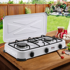 NJ-03 Gaskocher 3-flammig für Camping Propan 4,25 KW Deckel