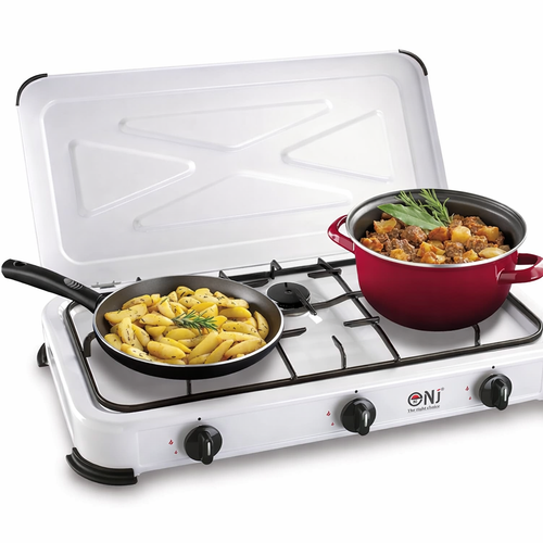 NJ-03 Gaskocher 3-flammig für Camping Propan 4,25 KW Deckel