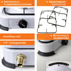 NJ-04 Campingkocher 4 flammig Gas Kocher 5,5 KW Deckel