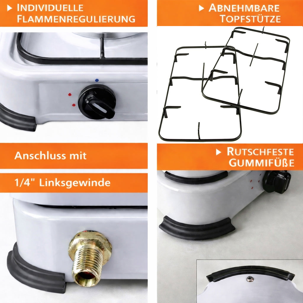 NJ-04 Campingkocher 4 flammig Gas Kocher 5,5 KW Deckel