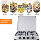 NJ-04 Campingkocher 4 flammig Gas Kocher 5,5 KW Deckel