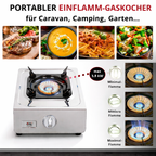 NSD-11 Edelstahl Gaskocher 1 flammig Campingkocher mit Zündsicherung