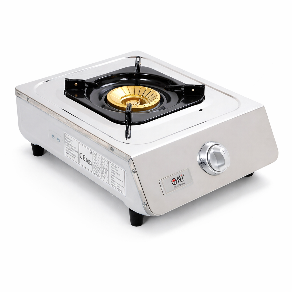 NSD-11 Edelstahl Gaskocher 1 flammig Campingkocher mit Zündsicherung