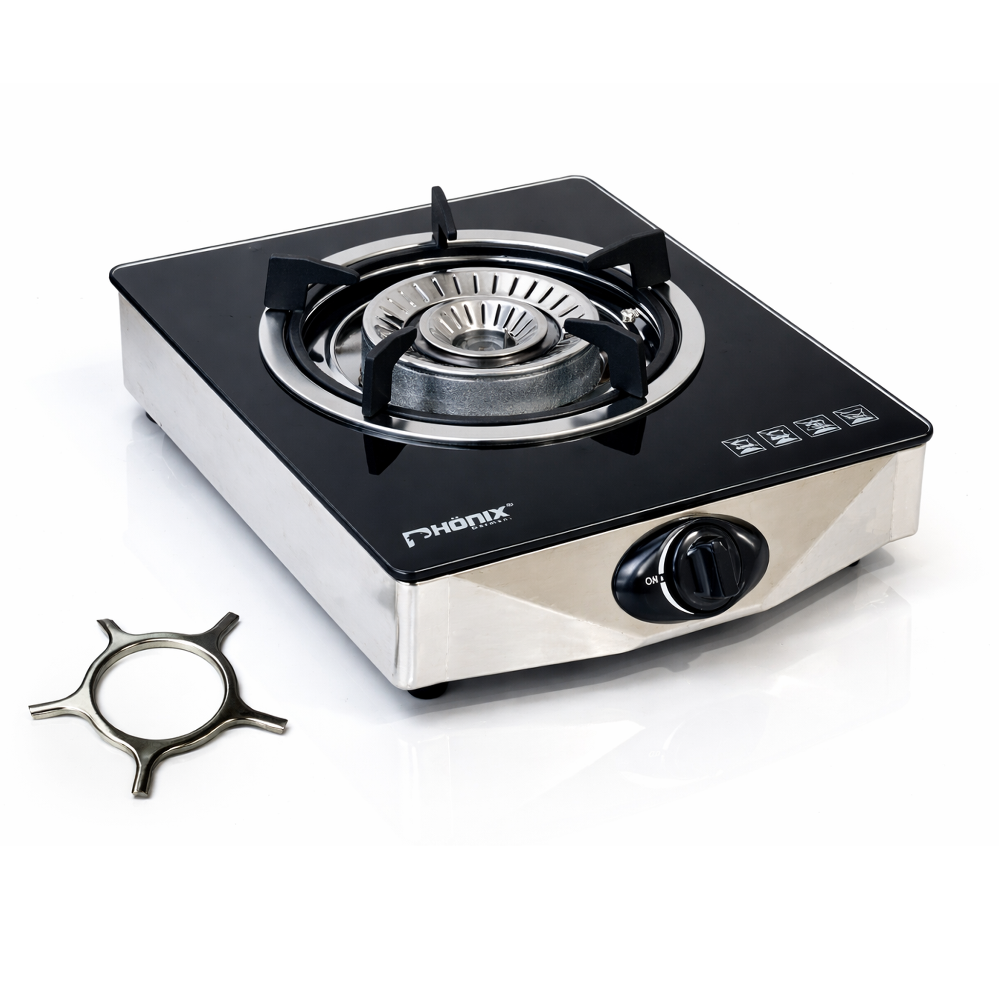 Phönix PS-1 Camping Gaskocher 1 flammig Glas mit Zündsicherung Propan