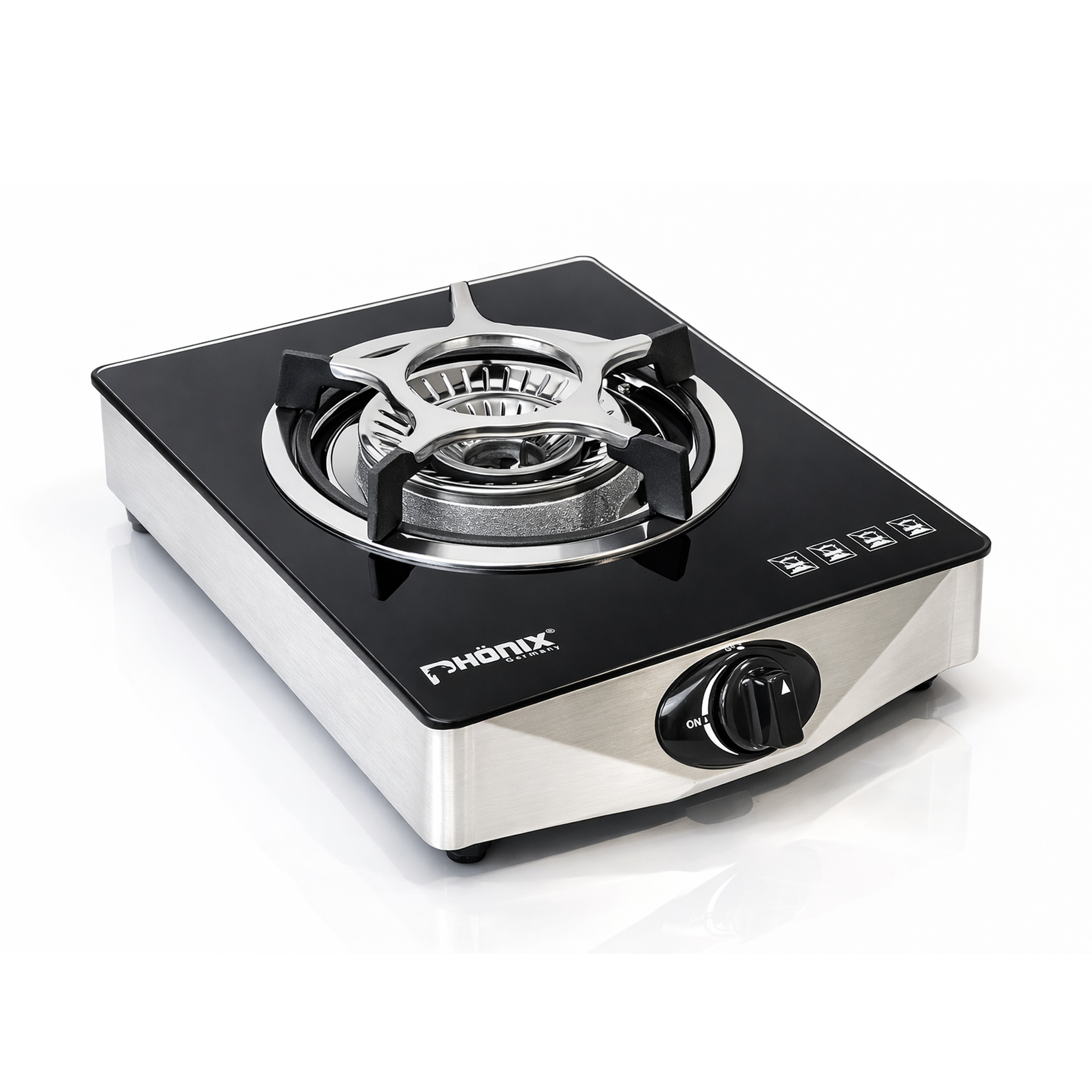 Phönix PS-1 Camping Gaskocher 1 flammig Glas mit Zündsicherung Propan