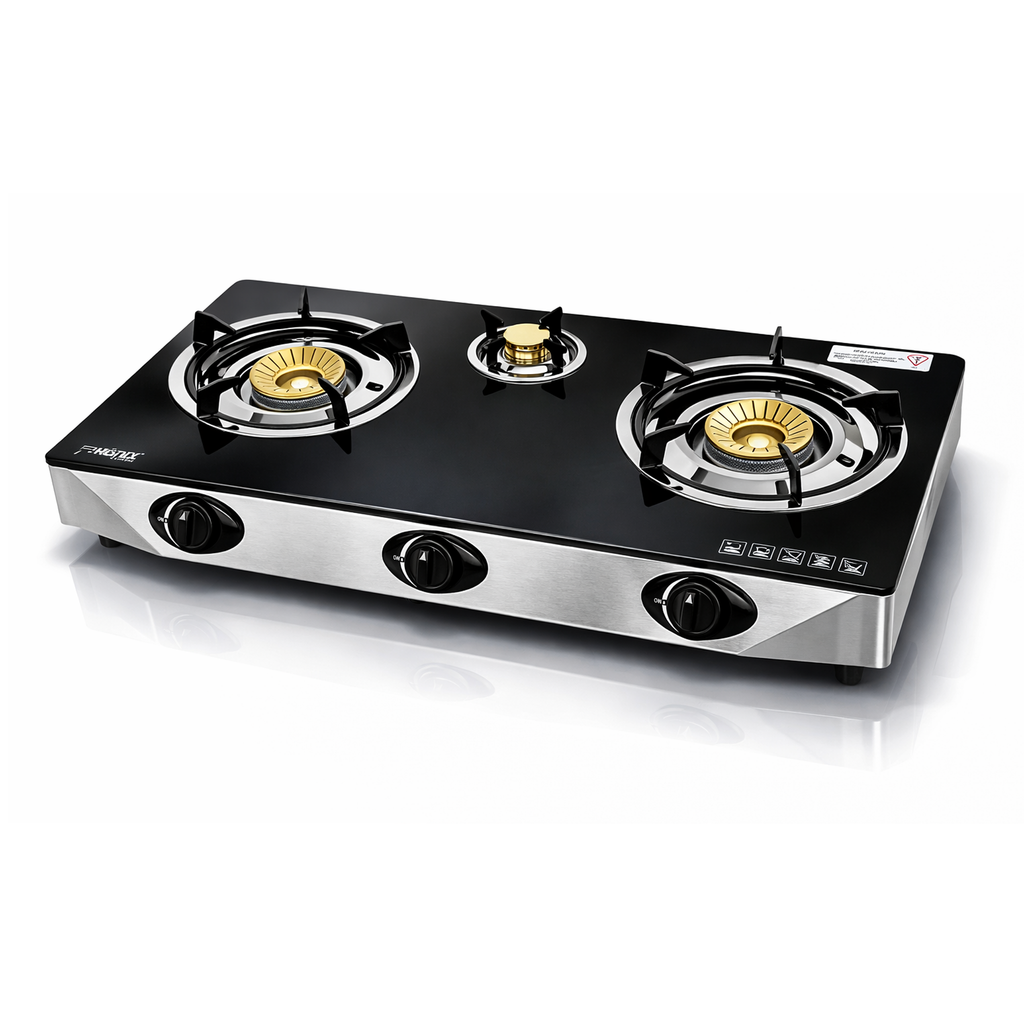 Phönix PS-3 Glass Gas Cooker 3-Burner Propane Gas Hob with Flame Failure Safety Device