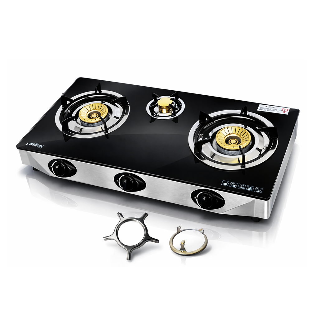 Phönix PS-3 Glass Gas Cooker 3-Burner Propane Gas Hob with Flame Failure Safety Device