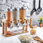 3er Müslispender Cerealienspender | Holz |3x 1,5 L | Cornflakesspender