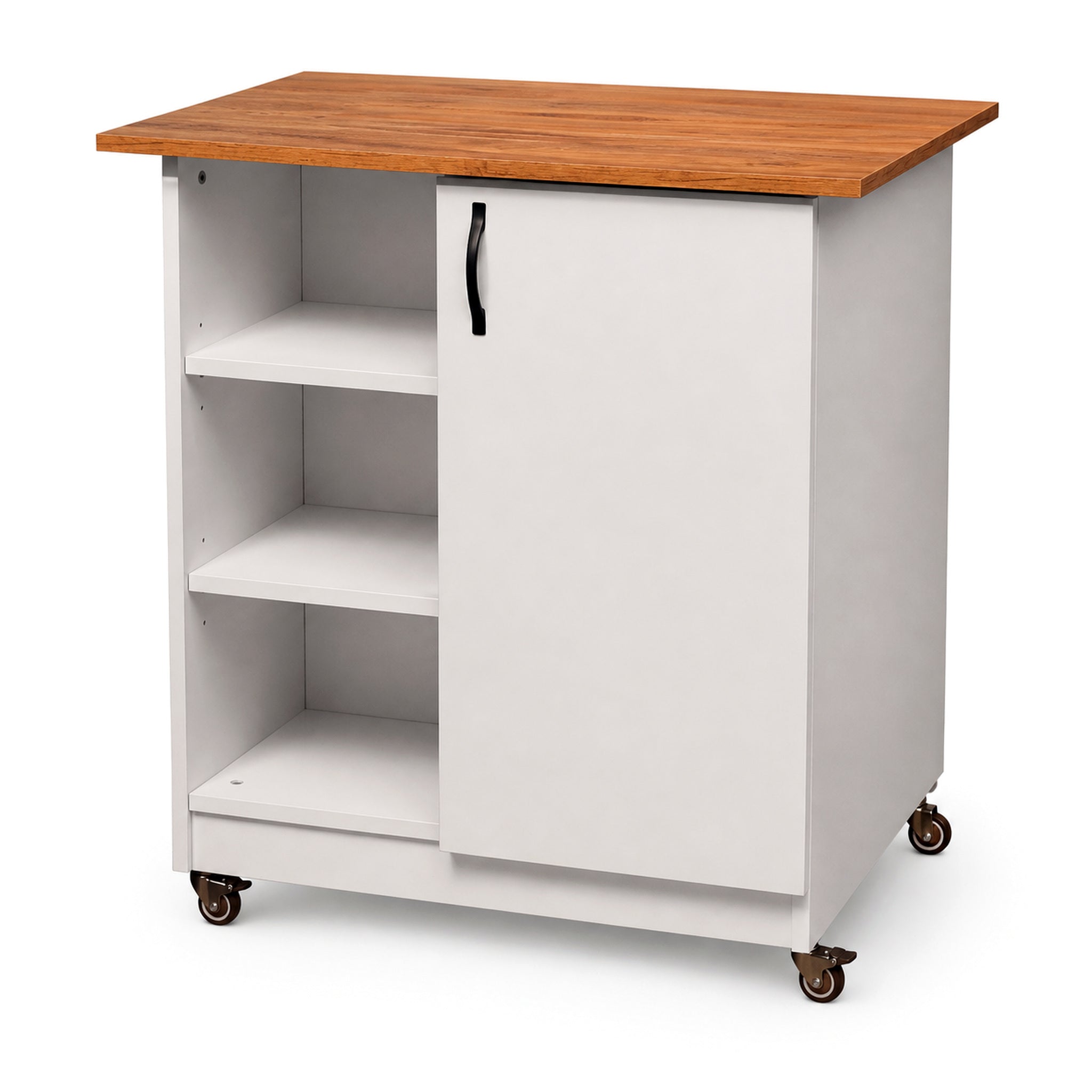 Mobile Kücheninsel mit Rollen und Holz-Arbeitsplatte